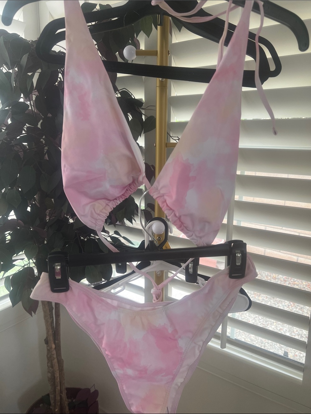 Pink Tie-Dye Triangle Bikini Set with cover skirt- Women’s Swimwear